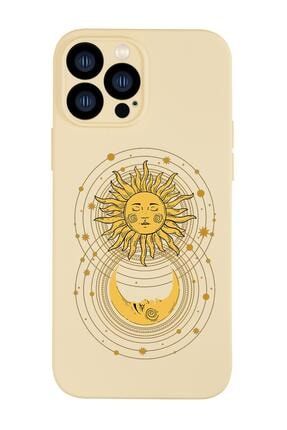 Iphone 13 Pro Uyumlu Moon And Sun Desenli Kamera Lens Korumalı Darbe Emici Silikonlu Lansman Kılıf MCIPH13PLSM211277