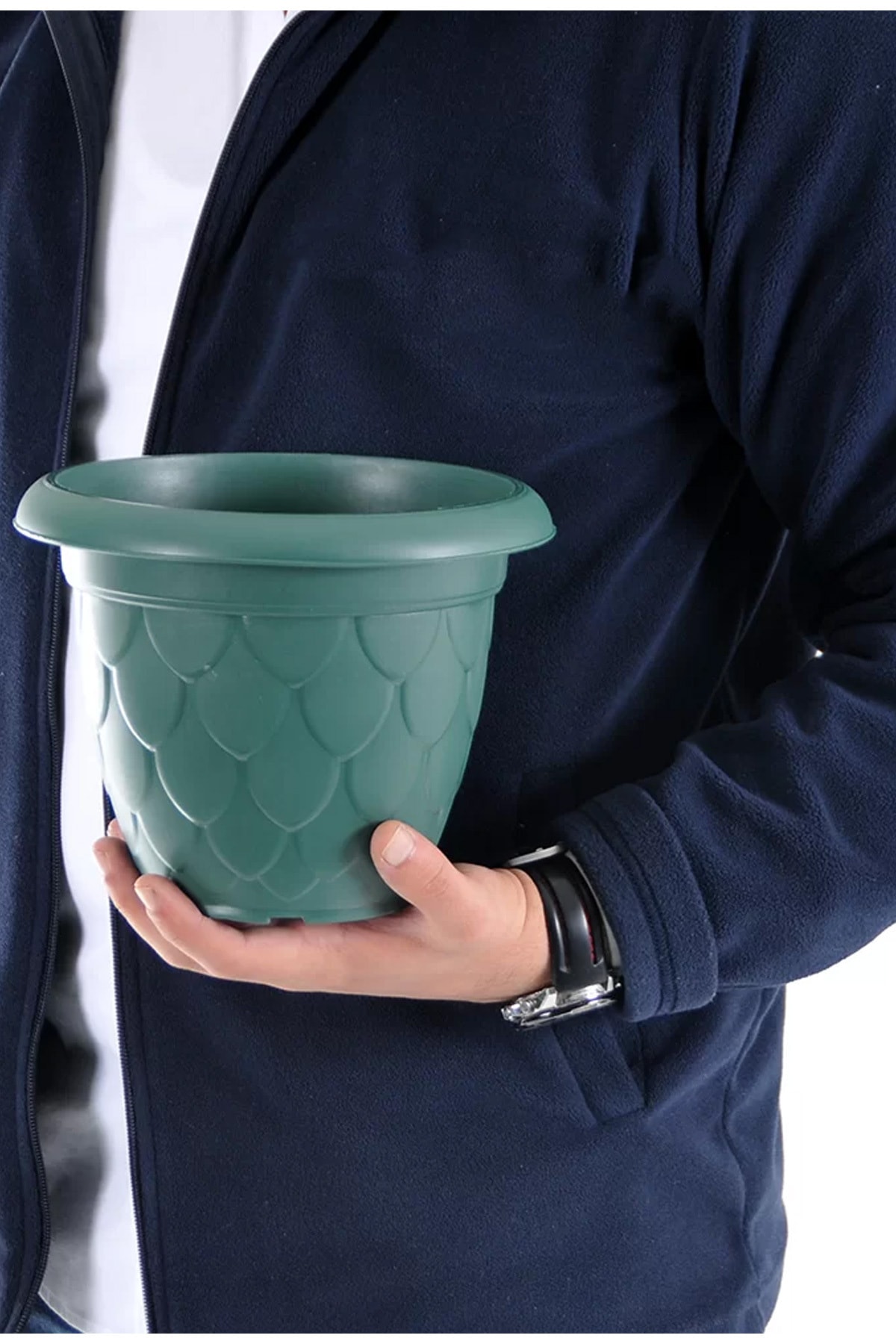 D004 Tabaklı Damla Saksı 2.2 Litre 5'li Set Yeşil 2