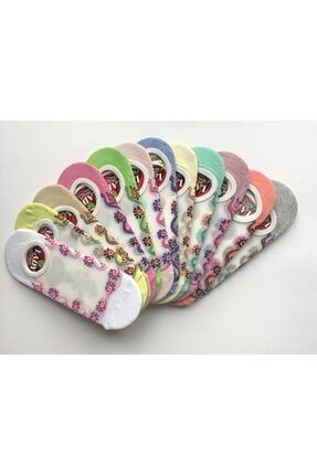 Kadın Babet Çorap 12 Adet Renkli Sarmaşık Desenli sarmaşık1999
