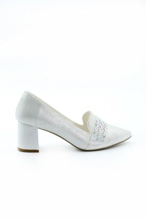 Kadın Beyaz Taşlı Topuklu Ayakkabı GULTASLI03