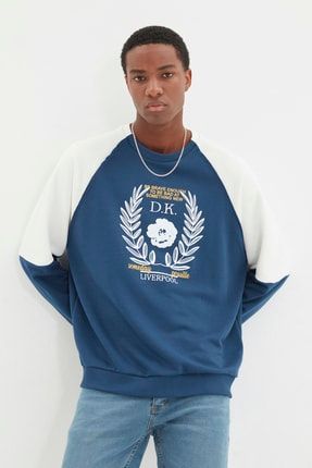 Indigo Erkek Oversize Fit Sweatshirt TMNAW22SW1214