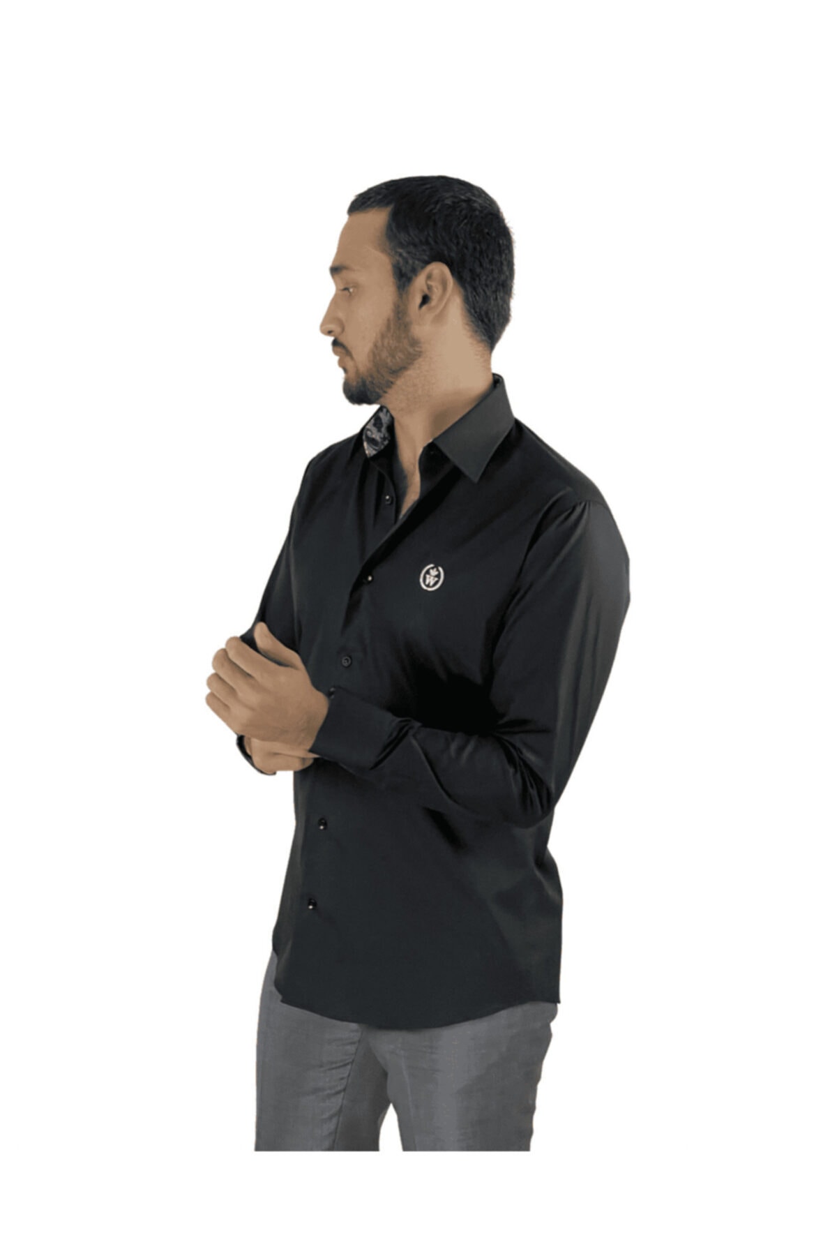 پیراهن مردانه مشکی Walker London | W102SHTY21016 اورجینال - تصویر 3