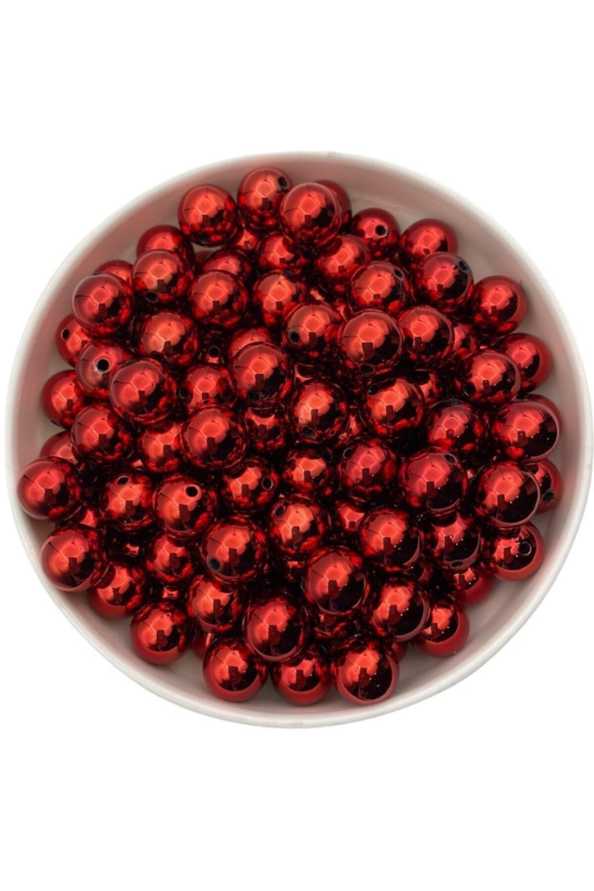 Hedef Bijuteri 14mm Kırmızı Renk Parlak Metalize Plastik Boncuk,metalik Takı,çanta Yapım Boncuğu (100gr , ~65 Adet)