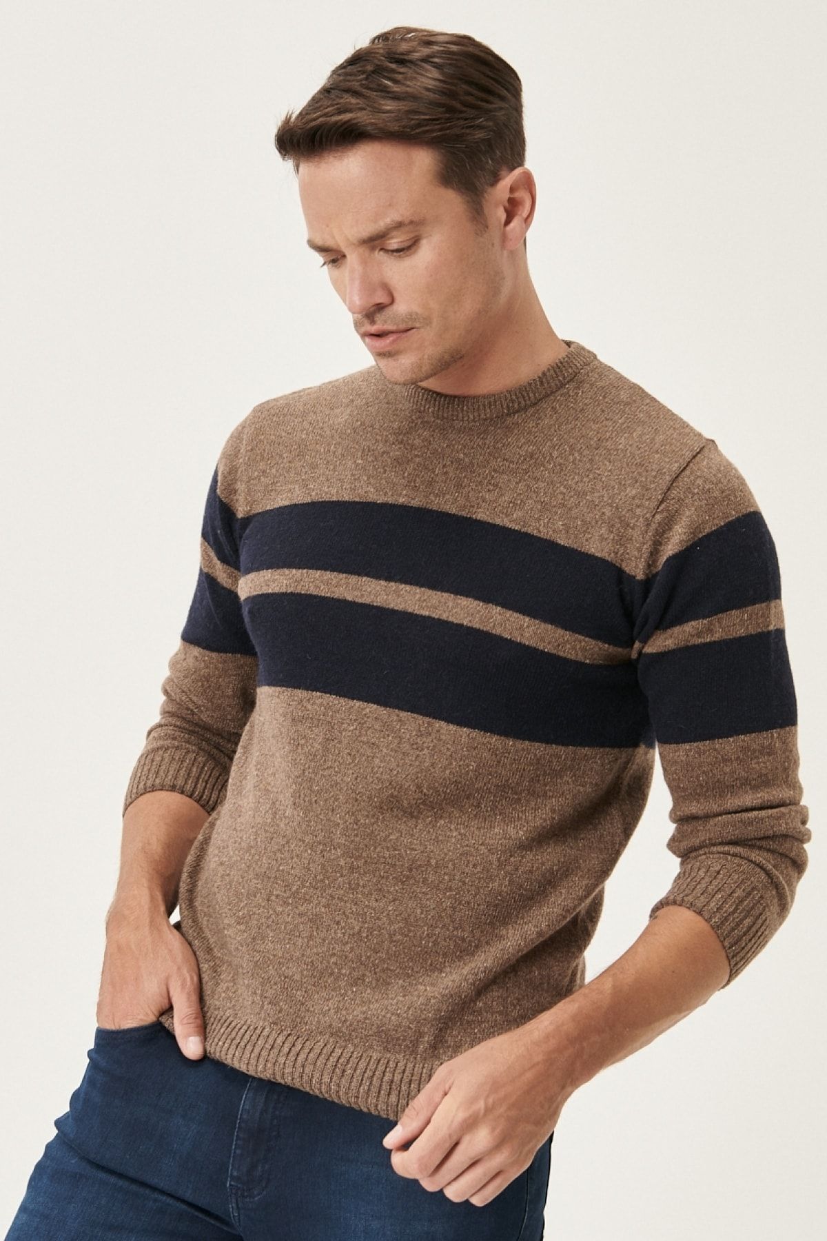 AC&Co / Altınyıldız Classics Pullover Braun Regular Fit Fast ausverkauft