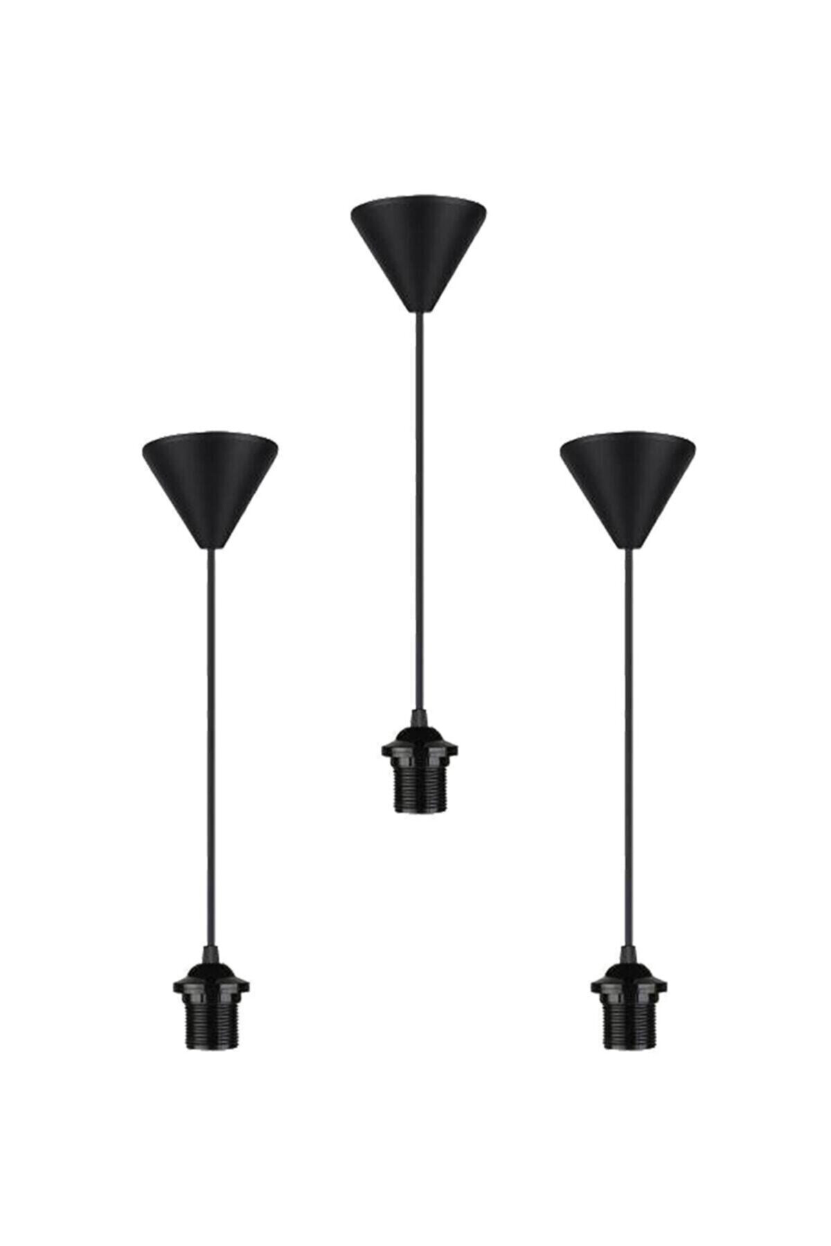3-Piece E27 Hall Cable Pendant Installation Black 1681