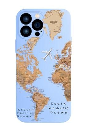 Iphone 13 Pro Uyumlu Dünya Harita Desenli Kamera Lens Korumalı Darbe Emici Silikonlu Lansman Kılıf MCIP13PLSM211073
