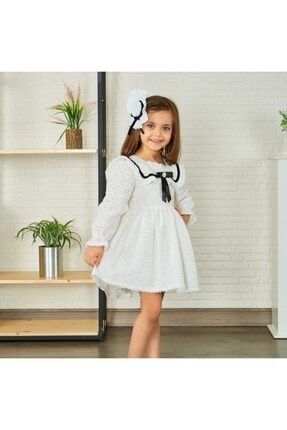Fisto %100 Pamuk Natural Beyaz Kız Çocuk Elbise Toka CLRFSTO001