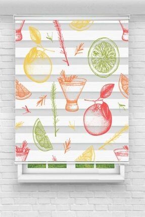 Renkli Limonata Meyve Dijital Baskılı Mutfak Balkon Zebra Perde 934