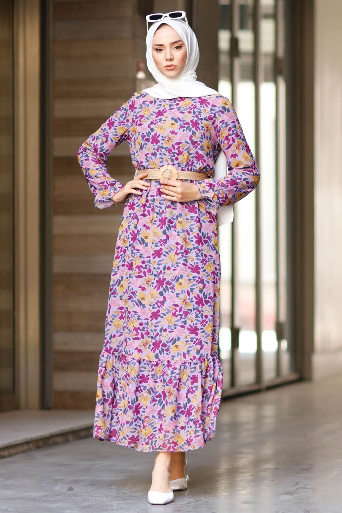 Patterned best sale chiffon dress