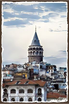 Galata Kulesi Retro Ahşap Poster Özel Istanbul Koleksiyonu -hbb 123RENKLİ164572