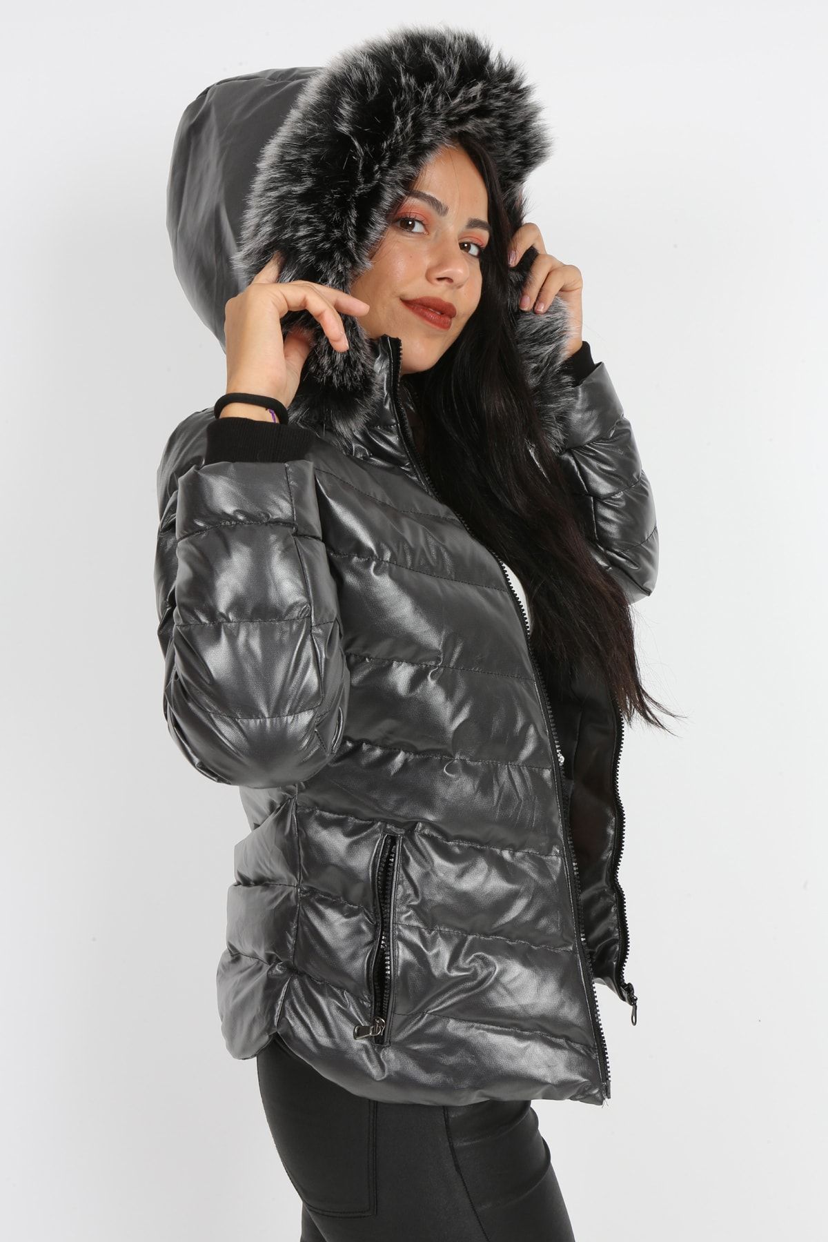 Silver shiny coat online