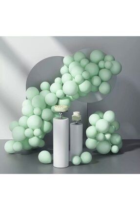 Makaron Pastel Renk Yeşil 100 Adet Balon Ve Balon Zinciri HTS3540