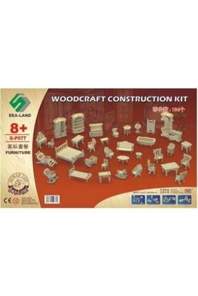 Woodcraft 184 Parça Minyatür Boyanabilir Ev Eşyaları Maketi wdcrftmbly