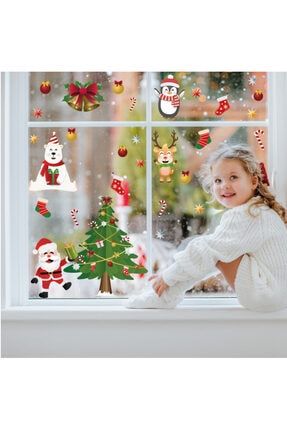 Yılbaşı Süsleri - Yılbaşı Ağacı Ve Noel Baba - Çocuk Odası Yeni Yıl Sticker - Yılbaşı Sticker Yılbaşı Noel