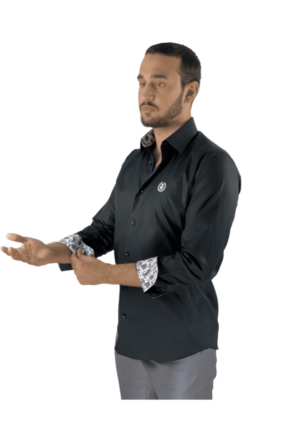 پیراهن مردانه مشکی Walker London | W102SHTY21016 اورجینال - تصویر 4