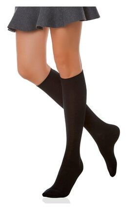 Kadın Siyah Diz Altı Modal Iplik Çorap 1 Çift dizalti