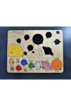 Eğitici Renkli Ahşap Güneş Sistemi Bul-tak Puzzle Montessorie 405