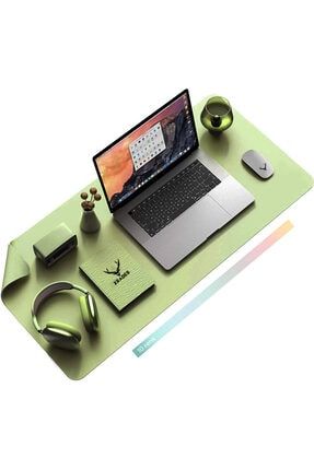 Deri Mousepad Laptop Bilgisayar Için Geniş Masa Matı Deri Mouse Pad 80x40 Cm Çay Yeşili XR800