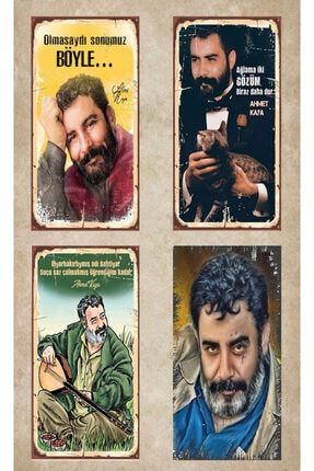 4’lü Ahmet Kaya Set - Retro Ahşap Poster – Özel Koleksiyon – Hbb 123RENKLİ164626