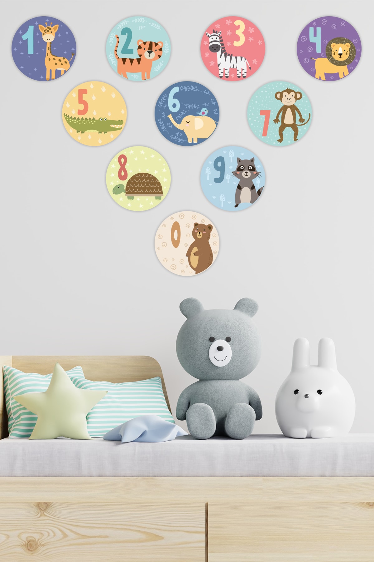 Sevimli Hayvanlar Sayılar Çocuk Odası Duvar Sticker