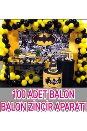 Batman Balon Zincir Seti 100 Adet Balon Batman Siyah Sarı Doğum Günü Için Balon Zincir Paketi TYC00261176490