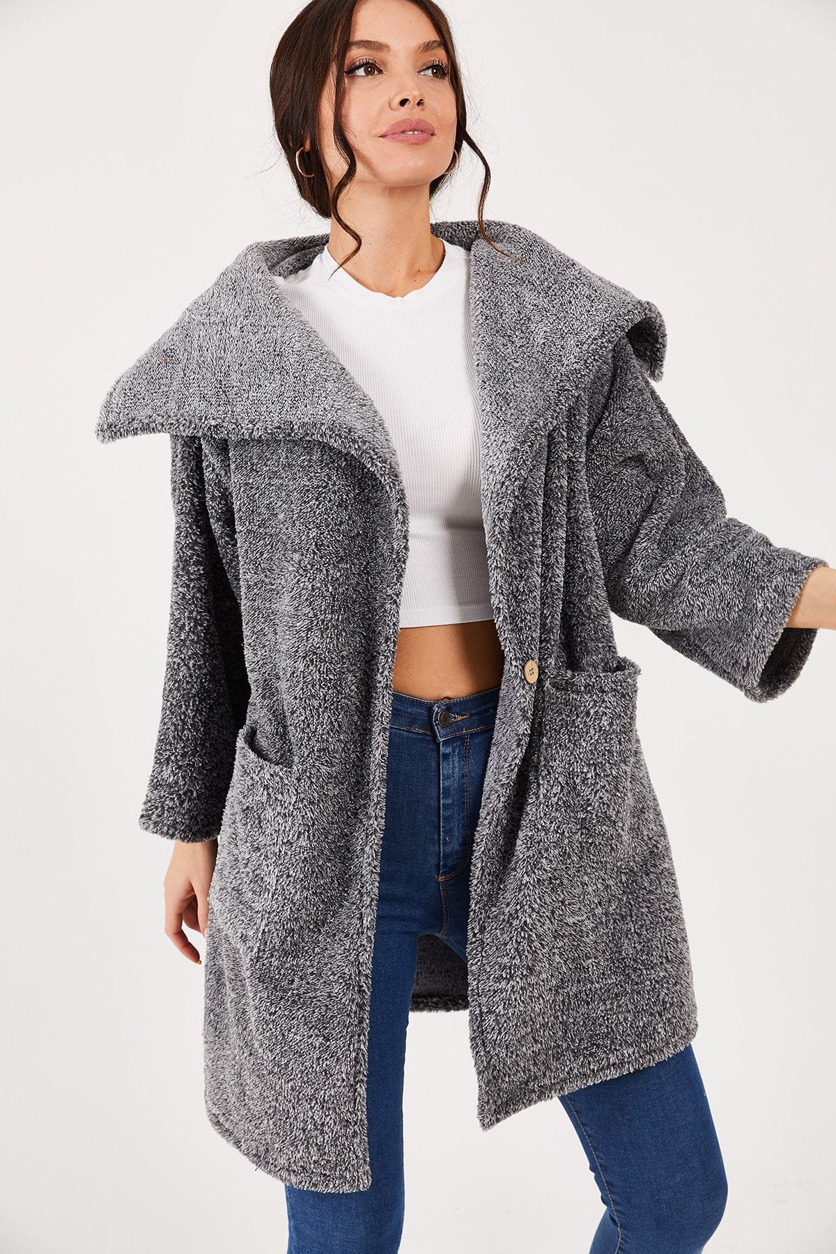 armonika Strickjacke Grau Oversized Fast ausverkauft