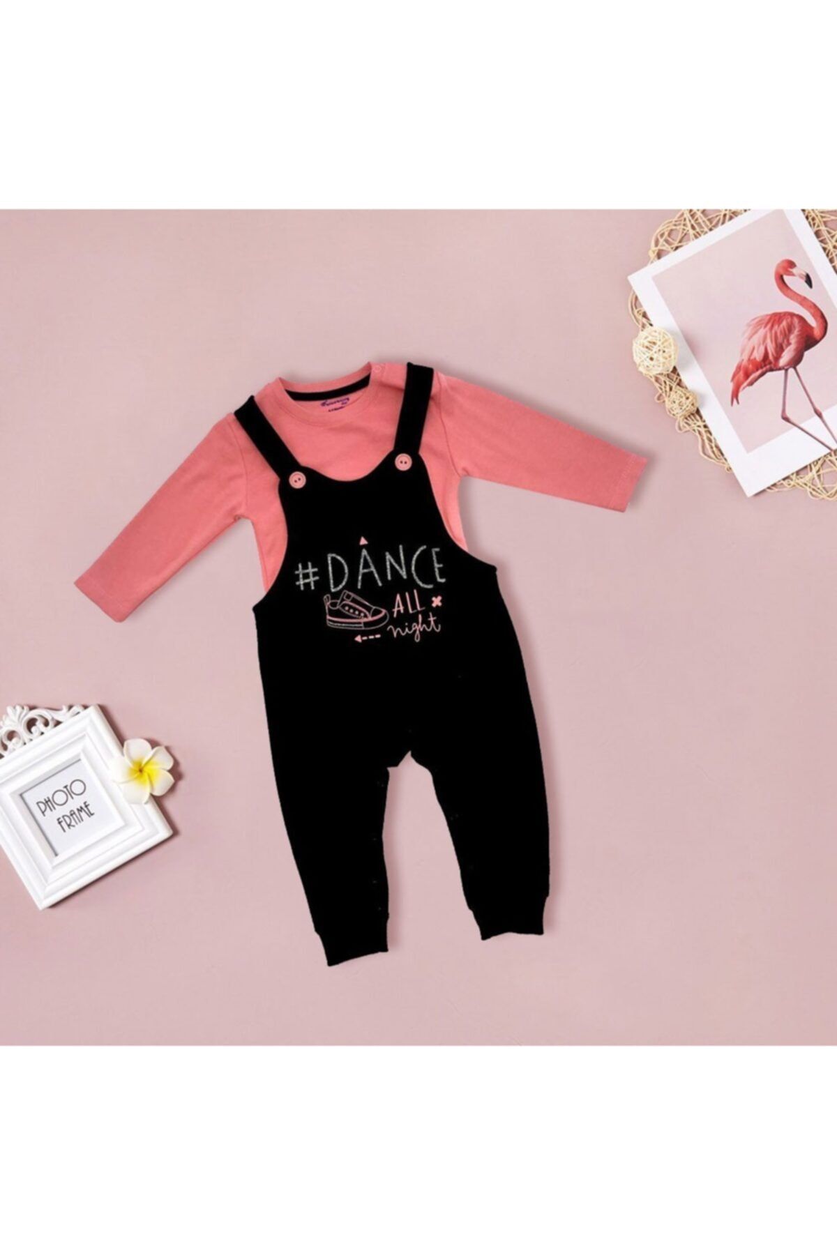 JOYS POLO Baby Girl Black Blueberry Printed Jumpsuit and Sweat Set