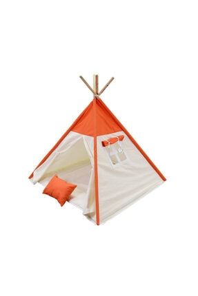 Fi Çadır Oyun Çadırı %100 Pamuklu Kumaş Kızılderili Çadırı, Oyun Evi Üst Turuncu ÜSTTRNC