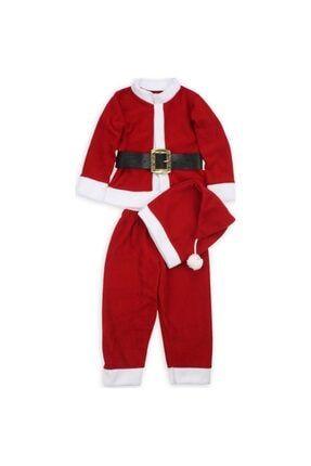 Unisex Çocuk Kırmızı Noel Baba Kostüm Kıyafeti