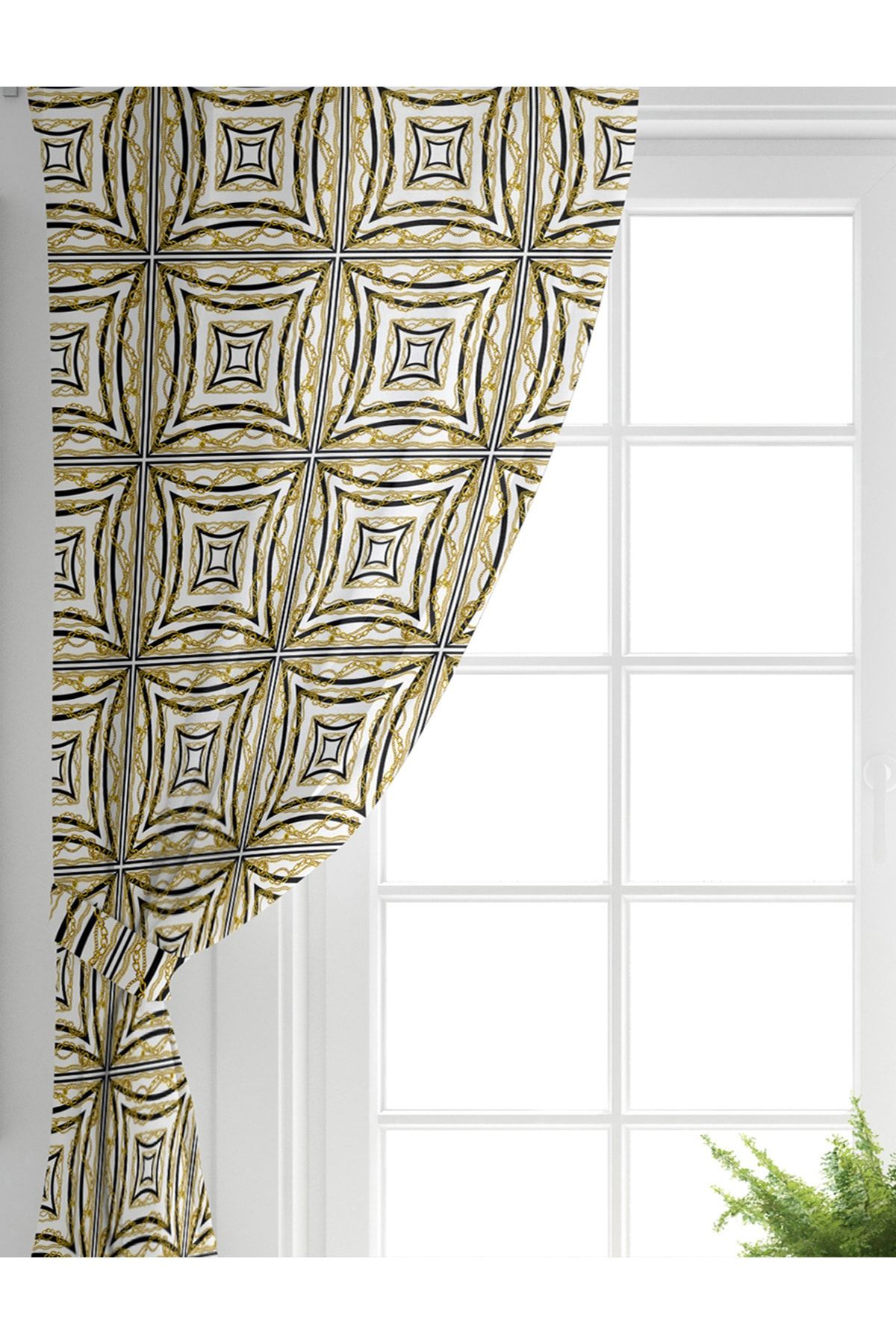 Realhomes-Perdeau de fundal pentru cameră de zi cu design special cu o singură aripă, cu fundal geometric 2
