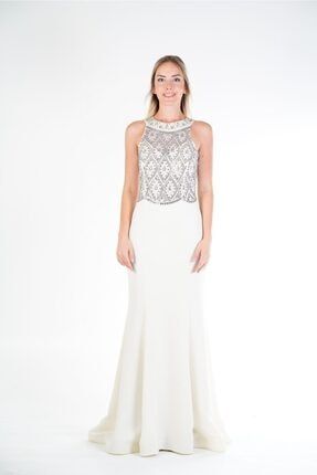 Kadın Beyaz Gece Elbisesi LANA - Q- 451