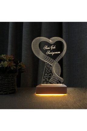 Seni Seviyorum Yazılı Tek Kalp Gece Lambası Sevgili Hediyesi Lamba VIPYOLTEKKALP02