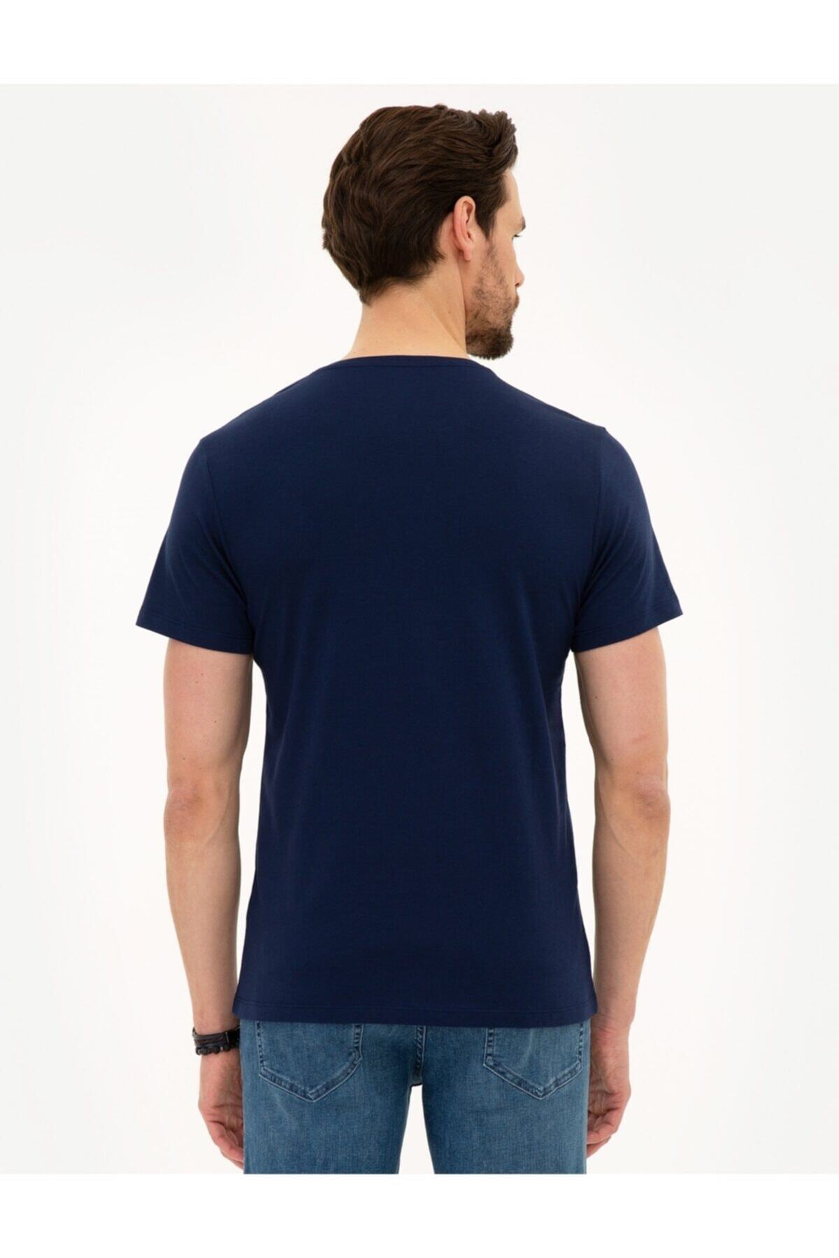 تیشرت مردانه آبی سرمه ای پیرکاردین | 504551791 اورجینال - تصویر 3
