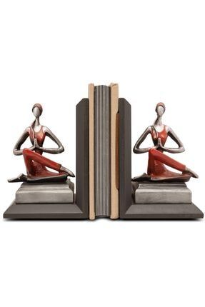 Kitap Tutucu Yogacı Kız Figürlü Dekoratif Hediye KIRMIZI-kitap-02