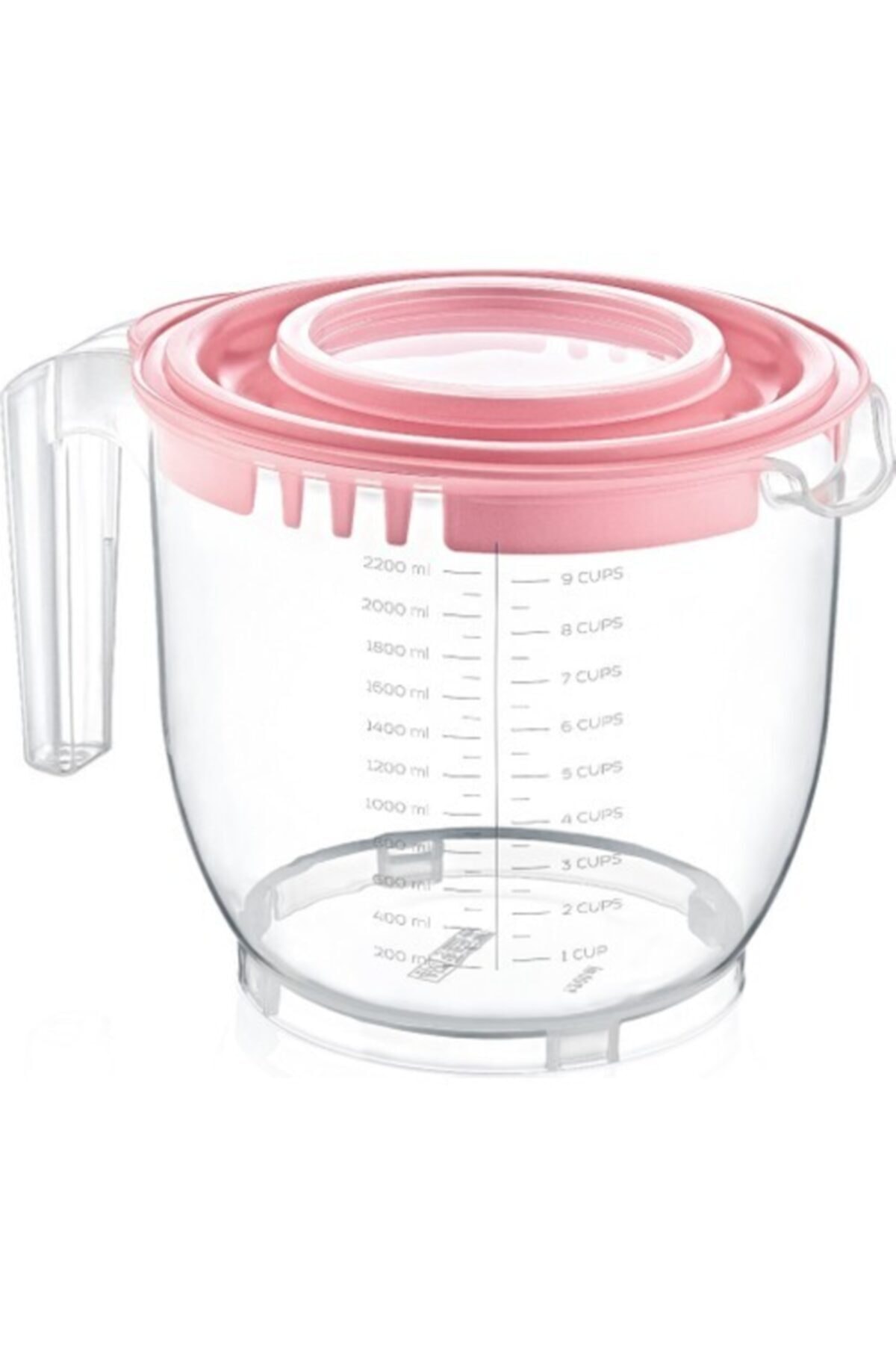 Genel Markalar Kapaklı Sıçratmayan Mikser Kabı 2200 ml Kaymaz Ayaklı Saklama Kabı Ölçülü Kab