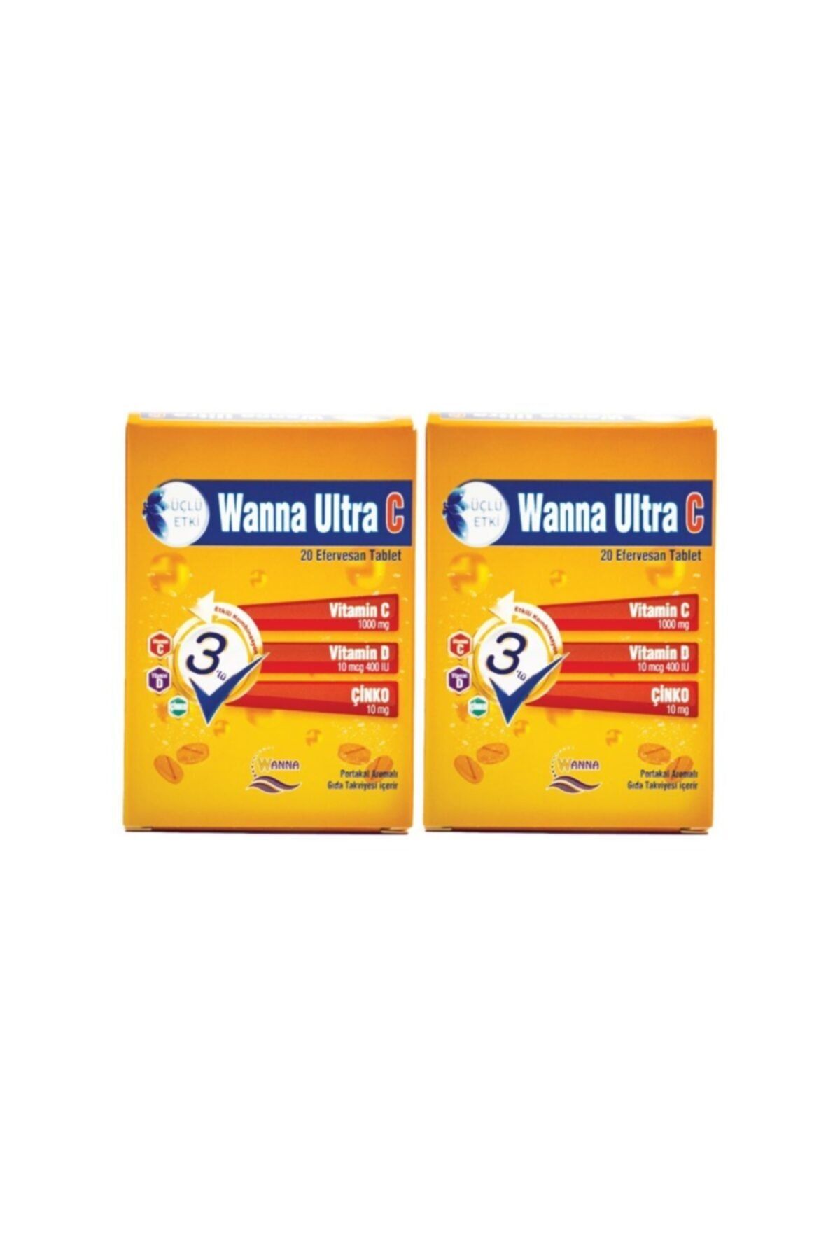 wanna ultra c c vitamini d vitamini cinko efervesan 20 tablet x 2 li fiyati yorumlari trendyol