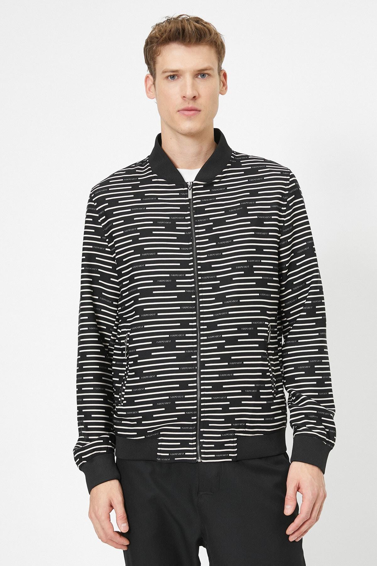 کاپشن مردانه مشکی Koton | 0YAM21959HW اورجینال - تصویر 3