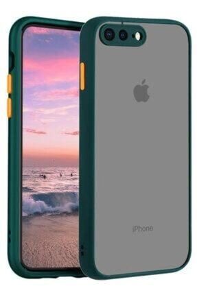 Apple Iphone 7 Plus / 8 Plus Kılıf Logosuz Şeffaf Mat Kamera Korumalı Pürüzsüz Kılıf Haki Yeşil Etica 7 Plus Mat