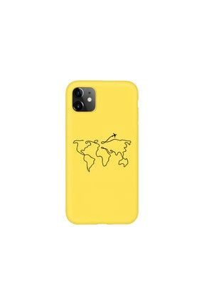 Iphone11 Sarı Lansman Dünya Haritalı Telefon Kılıfı IP11LN-097