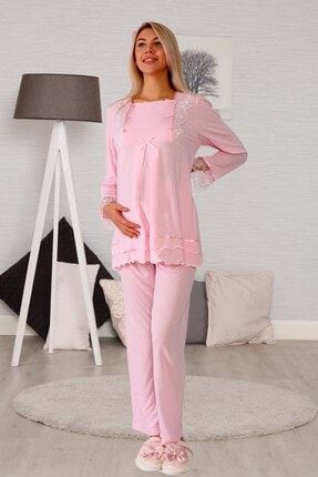 Pembe Lohusa Hamile Pijama Takımı 20122 TXB3C7CA5B3354