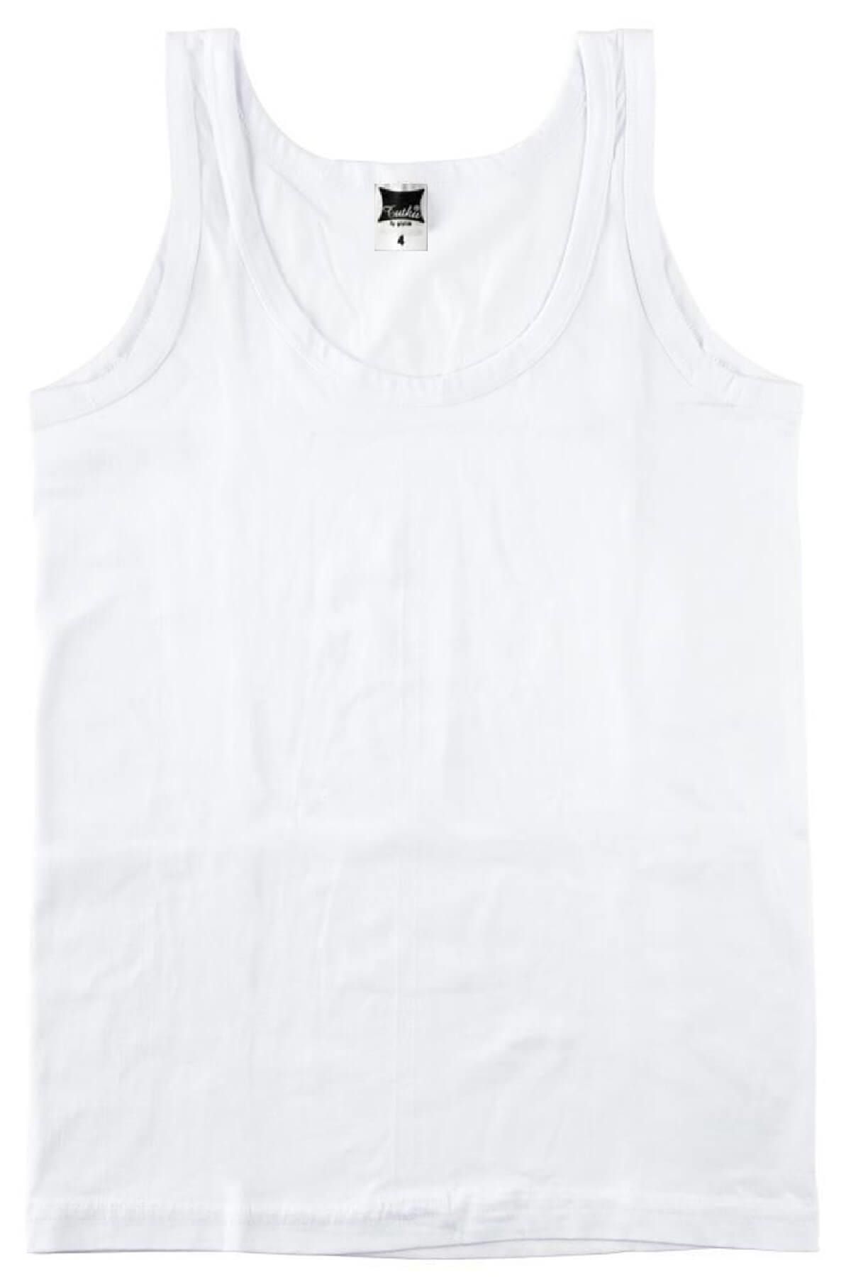 Tutku-Boy's White Rib 100% Cotton Undershirt Mrt0125B 2