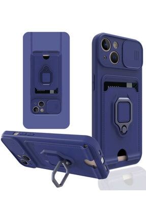 Uyumlu Iphone 13 Kılıf Kamera Korumalı Sürgülü Slayt Standlı Mıknatıslı Askılı Silikon Kapak pelit-206