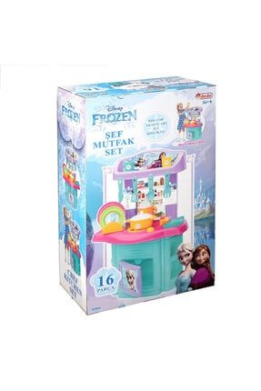 Kız Çocuk 16 Parça Büyük Frozen Elsa Oyuncak Şef Mutfak Seti P4933S4793