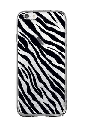 Iphone 6s Zebra Pattern Premium Şeffaf Silikon Kılıf Siyah Baskılı iPhone6szebrapatternsyhbsk