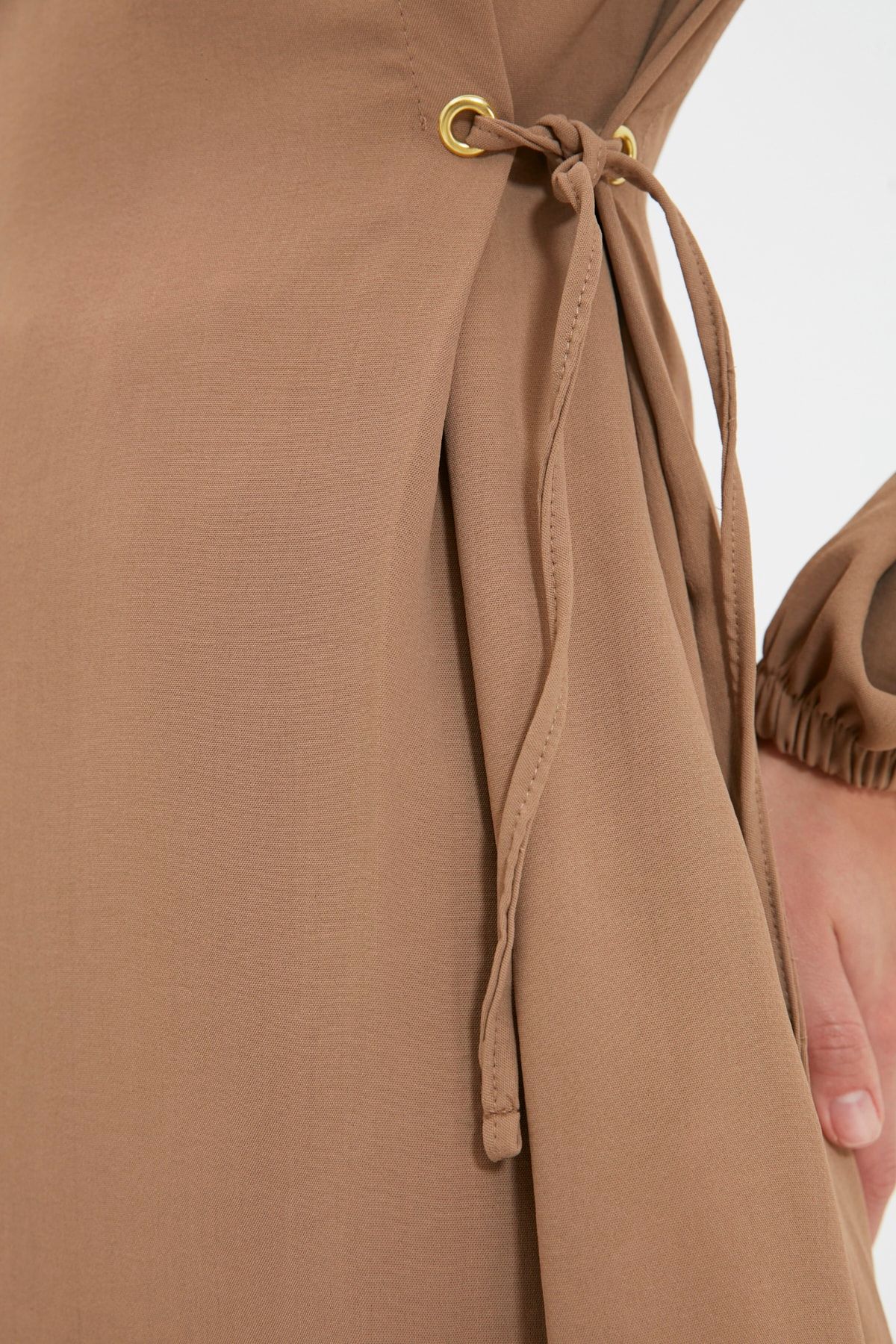 Trendyol Modest Camel Kuşgözü Bağlama Detaylı Aerobin Tunik-Pantolon Takım TCTAW22US0092 RN11133