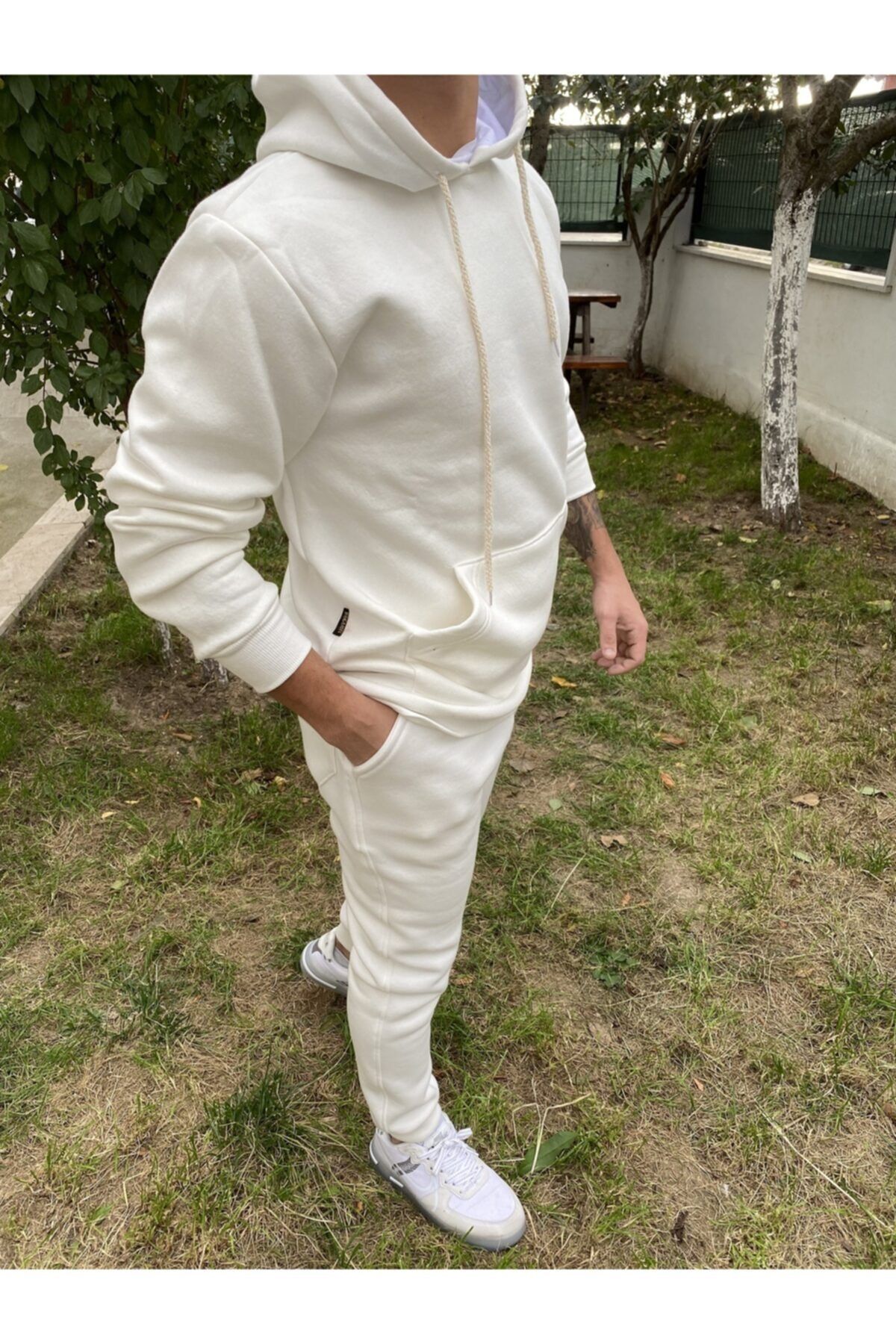 Plain white tracksuit best sale