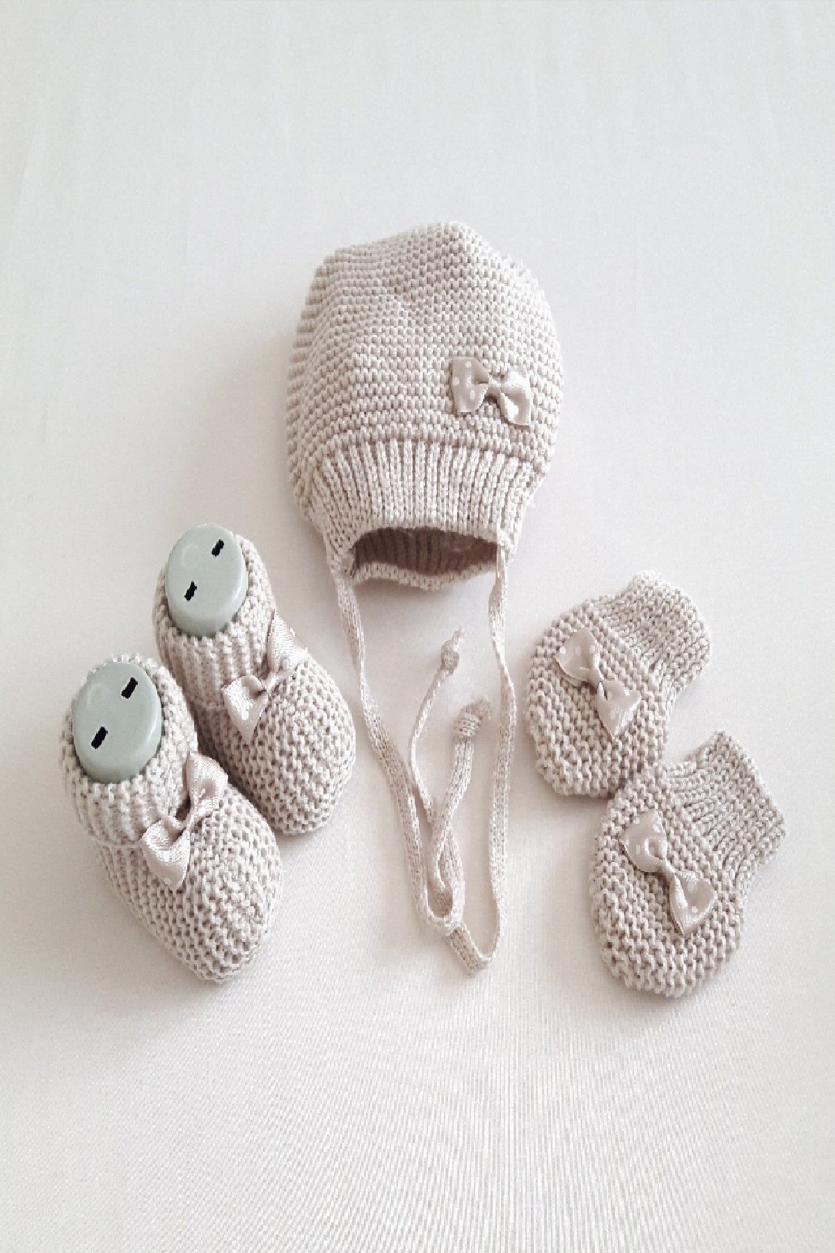 Çt Çeyizci Tekstil Bebek 3lü Patik Şapka Eldiven Takımı