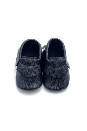 Erkek / Kız Bebek Siyah Renk El Yapımı Püsküllü Makosen Ayakkabı SHO-OPM