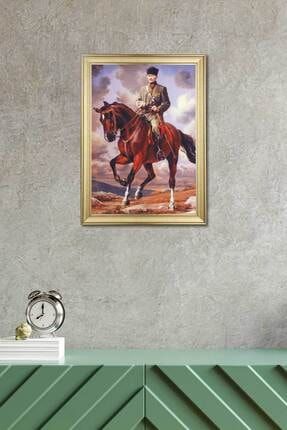 Altın Sarısı Çerçeveli At Üstünde Atatürk Portresi 3 TKNATAS72
