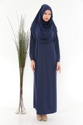 Kadın Lacivert Tek Parça Boydan Giymeli Namaz Elbisesi düzlcvrt